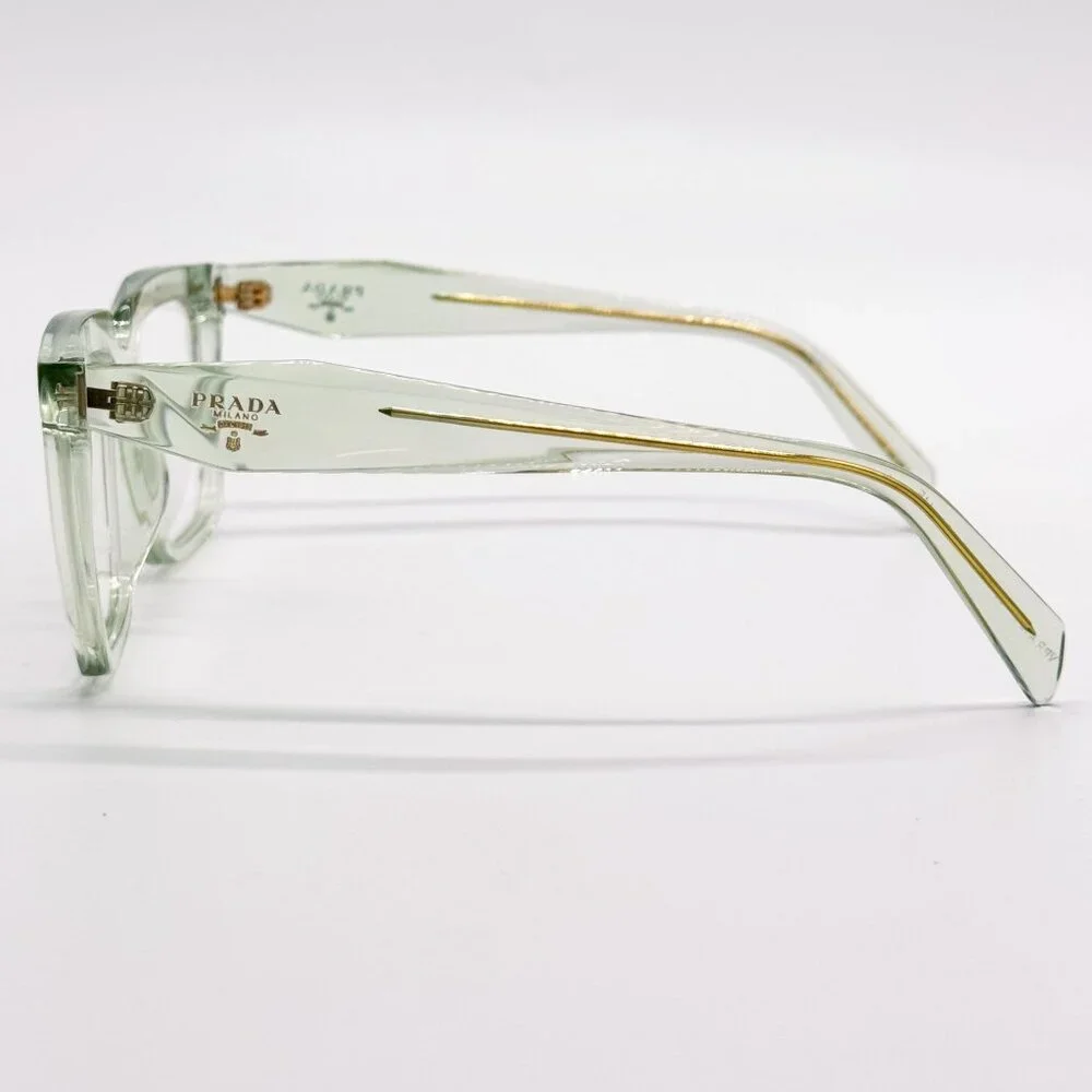 NEW PRADA EYEGLASSES PRA19VF 14R1O1, PR A19VF 14R1O1 TRANSPARENT MINT WOMEN